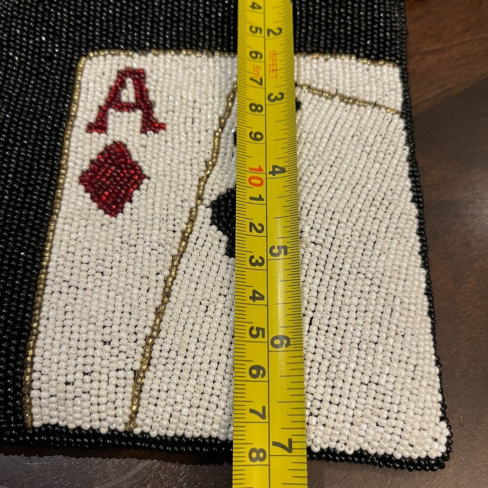 Beaded Cross Body Bag Purse Cards Las Vegas Ace of Diamonds Jack of Spades - Picture 8 of 11